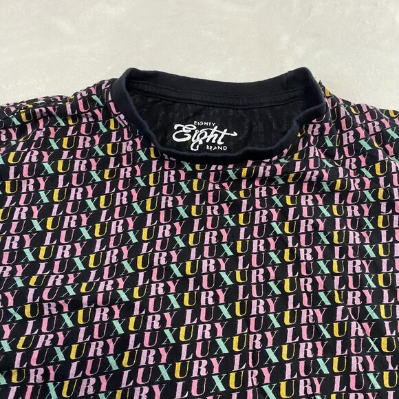 Eighty Eight Brand Black T-Shirt LUXURY Monogram Print Short Sleeve Large - Picture 3 of 8